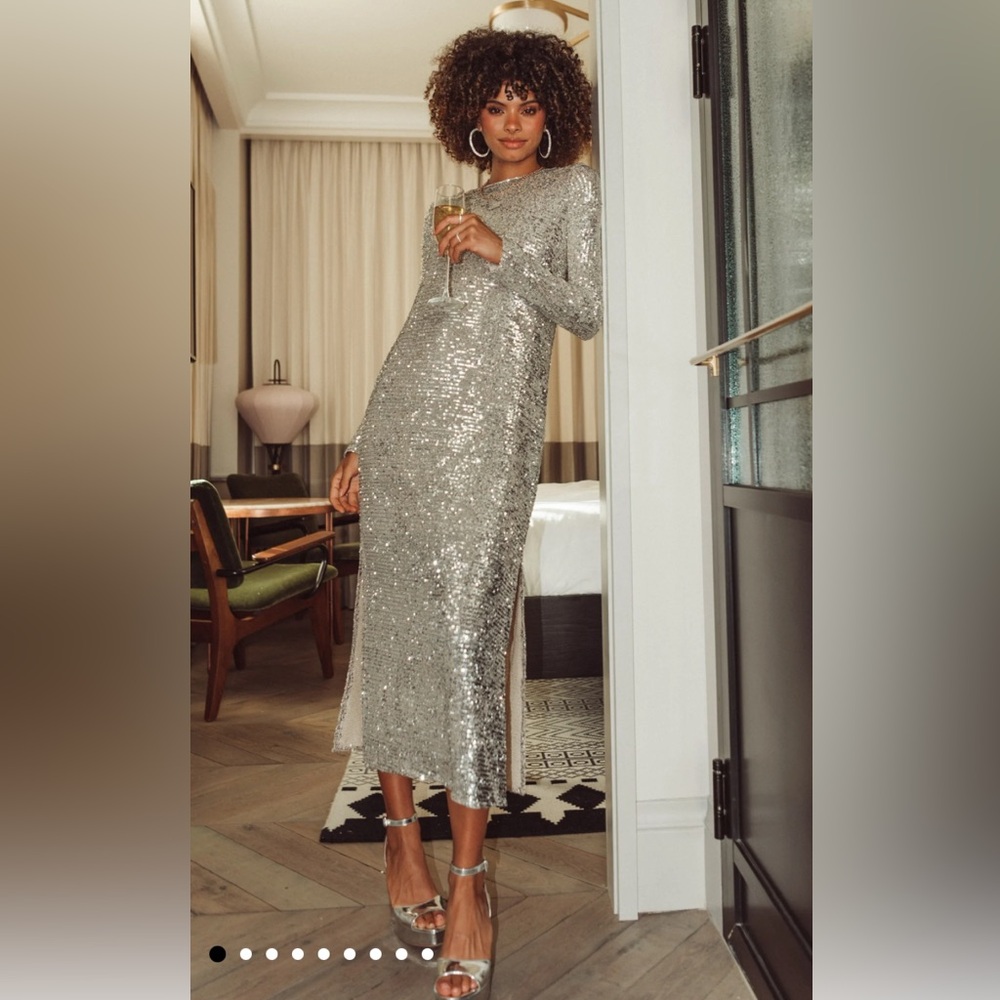 Show Me Your Mumu Maddison Silver Sequin Dress